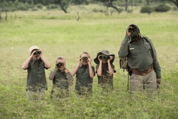 A group on a bush walk in the Okavango Delta